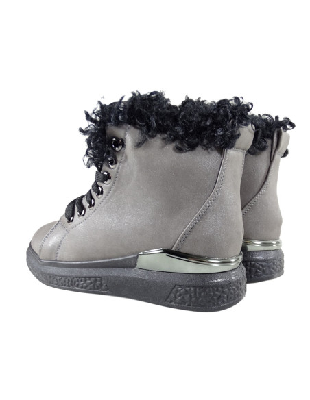 Bottes grises pour femmes à semelles épaisses - 2