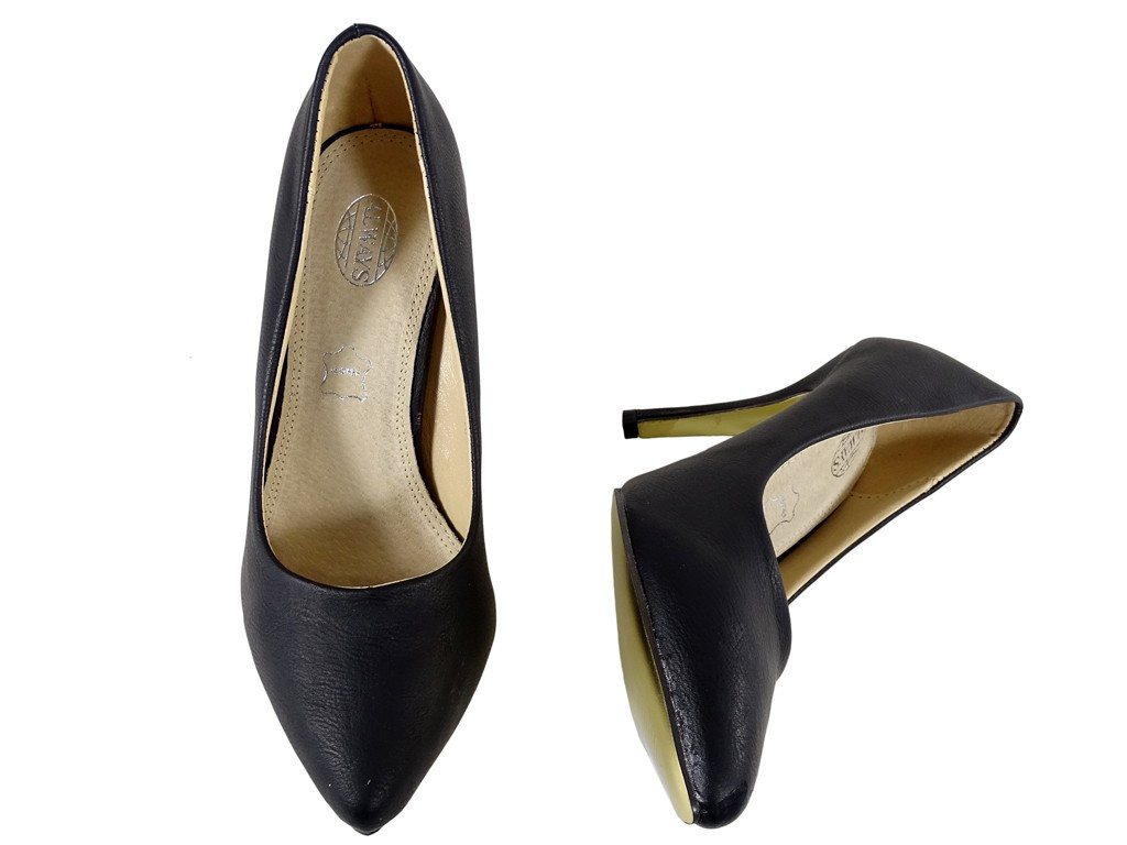 Moteriškos matinės juodos stiletto tipo basutės - 2