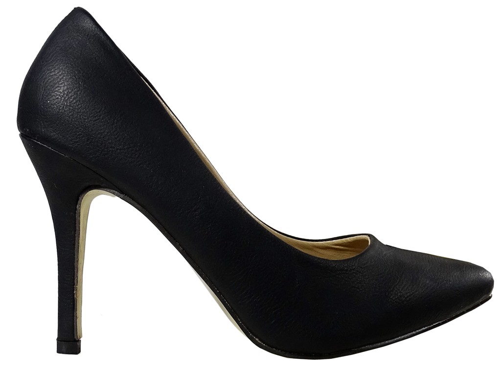 Жіночі матові чорні туфлі на шпильці - 1
