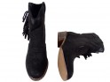 Černé semišové dámské boty na bloku - 3
