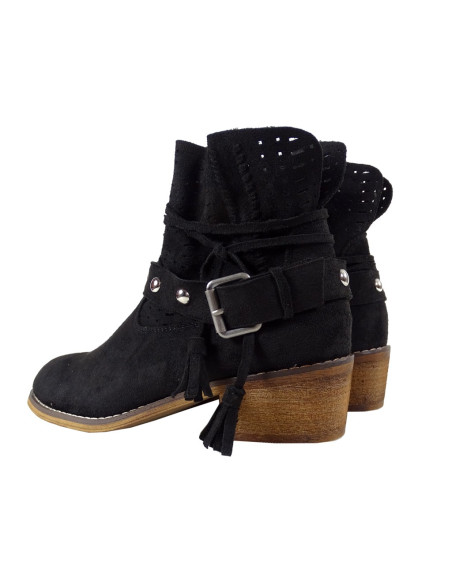 Schwarze Damenschuhe mit Wildlederstiefeln - 2