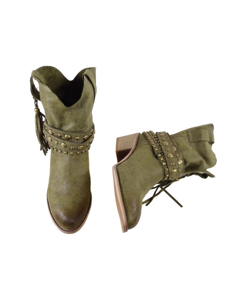 Dunkelgrüne Damenstiefel aus Wildleder - 3