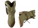 Dámské tmavě zelené kotníkové boty, semišové boty - 3