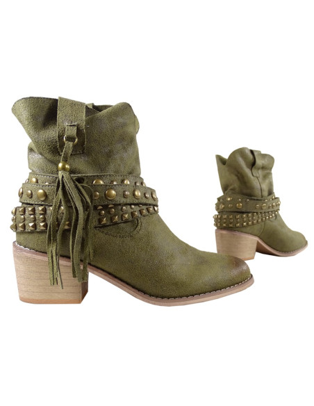 Dunkelgrüne Damenstiefel aus Wildleder - 4
