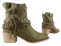 Dámské tmavě zelené kotníkové boty, semišové boty - 4