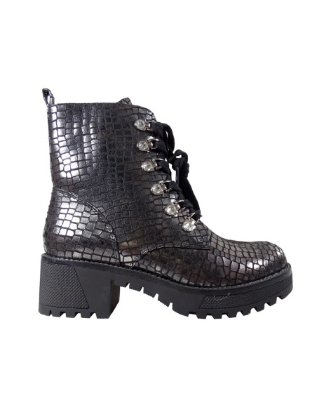 Schwarze Damenstiefel mit silbernem Glanz - 1