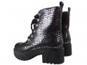 Black ladies' boots trappers shine silver - 2