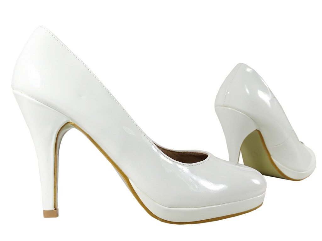 Weiße Damen High Heels auf der Plattform Hochzeitsschuhe - 4