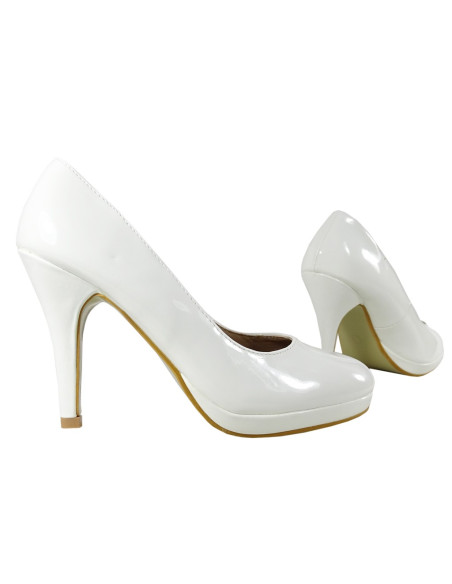 Épinglettes blanches pour dames sur la plateforme chaussures de mariage - 4