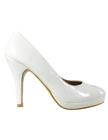Weiße Damen High Heels auf der Plattform Hochzeitsschuhe - 1