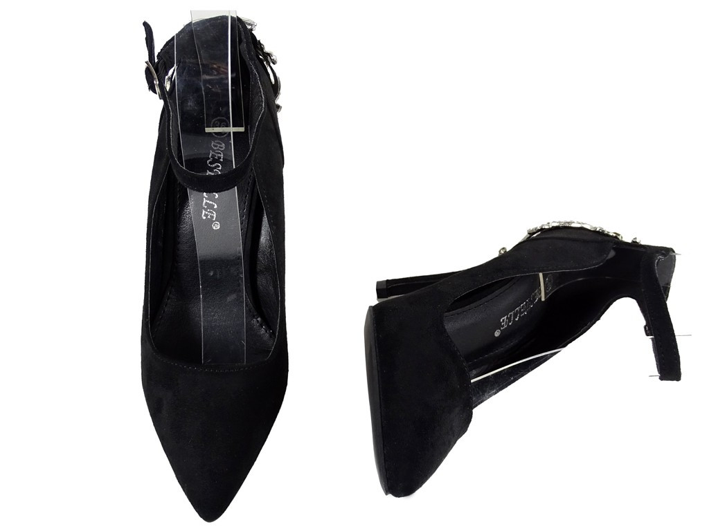 Melni stilettos ar cirkoniem uz potītes - 3