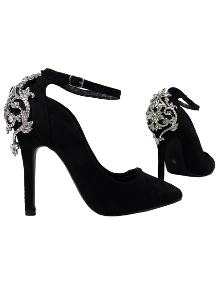 Melni stilettos ar cirkoniem uz potītes - 4