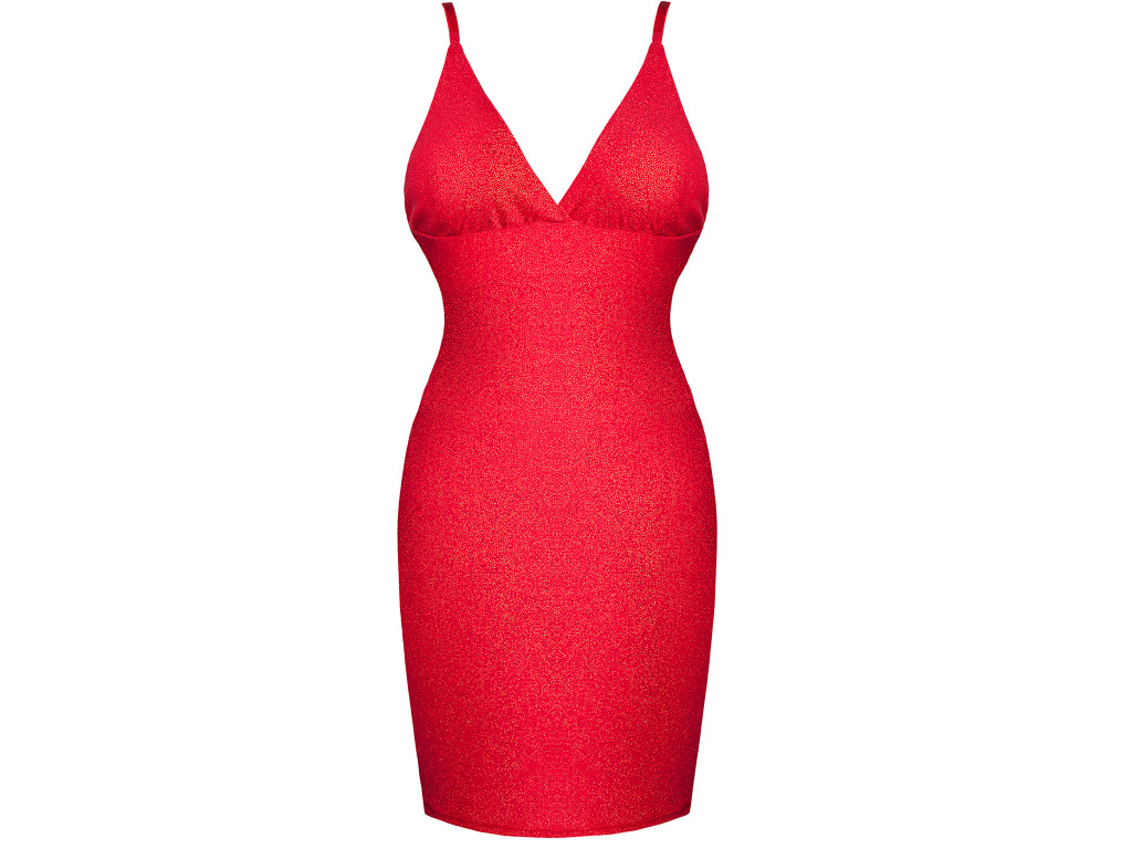 Red matching ladies' shiny dress - 1
