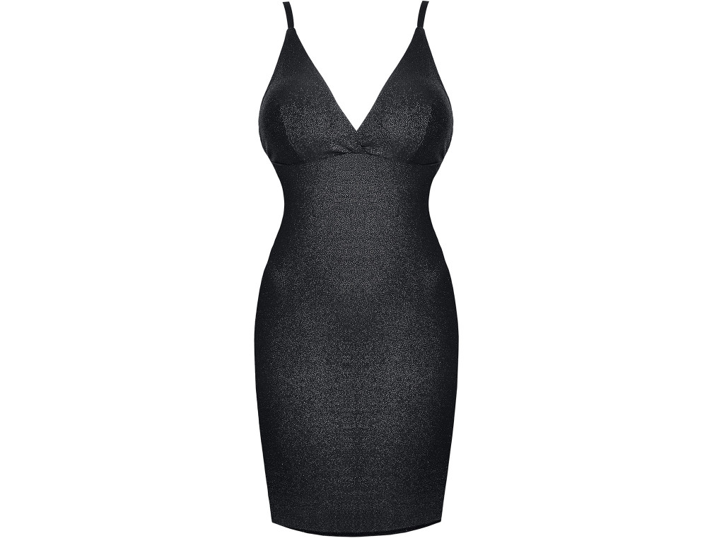 Black matching ladies' shiny dress - 1