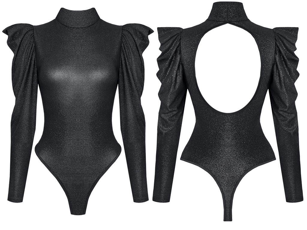 Schwarz geschnittene Puffärmel für Damen - 5