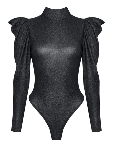Schwarz geschnittene Puffärmel für Damen - 3