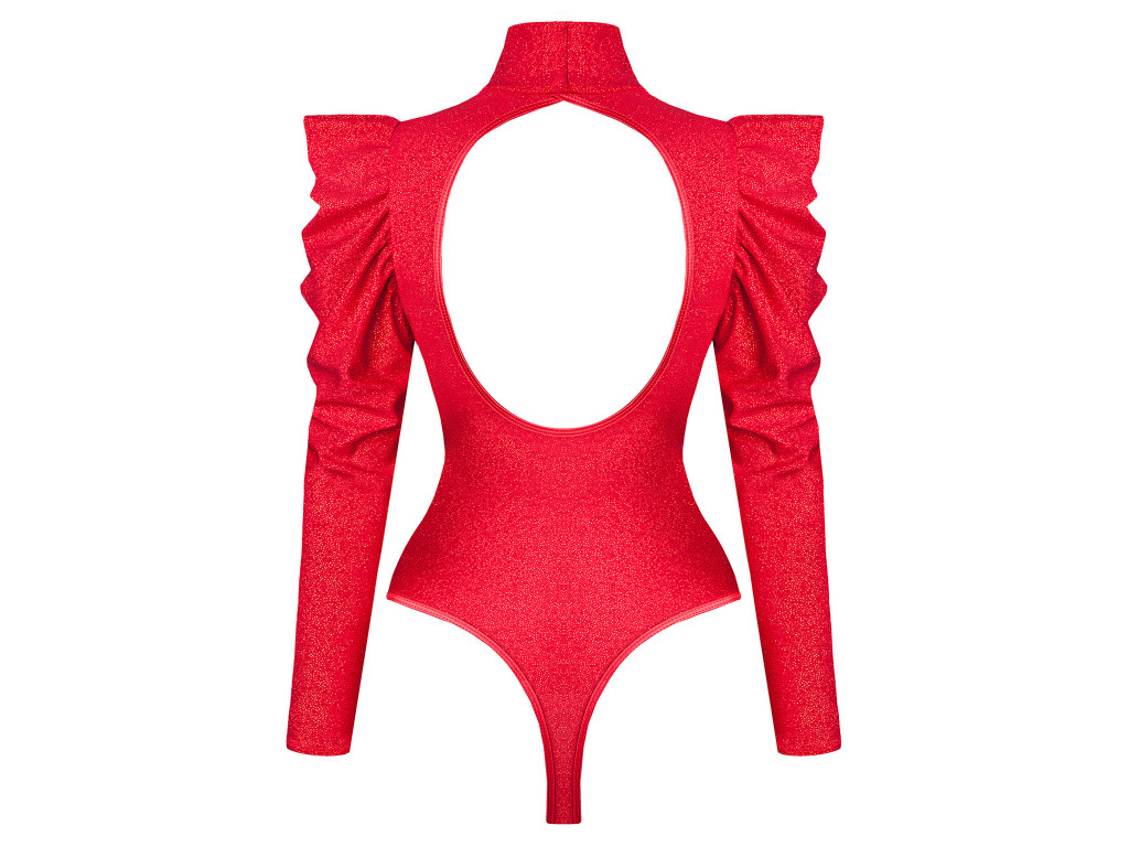 Rot geschnittene Puffärmel für Damen - 3