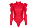 Raudonas prigludęs moteriškas kostiumėlis pūstomis rankovėmis - 2