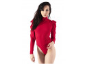 Raudonas prigludęs moteriškas kostiumėlis pūstomis rankovėmis - 1