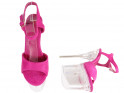 Рожеві замшеві туфлі на скляній платформі - 4