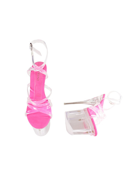 Transparente Absätze auf der Plattform rosa Neonbrille - 4