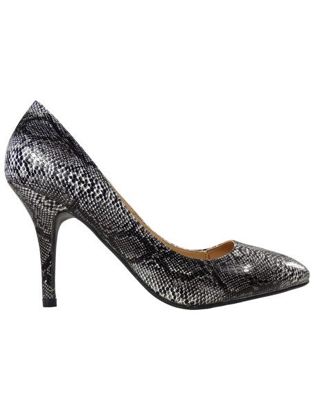 Black snake pins white grey ladies' boots - 1