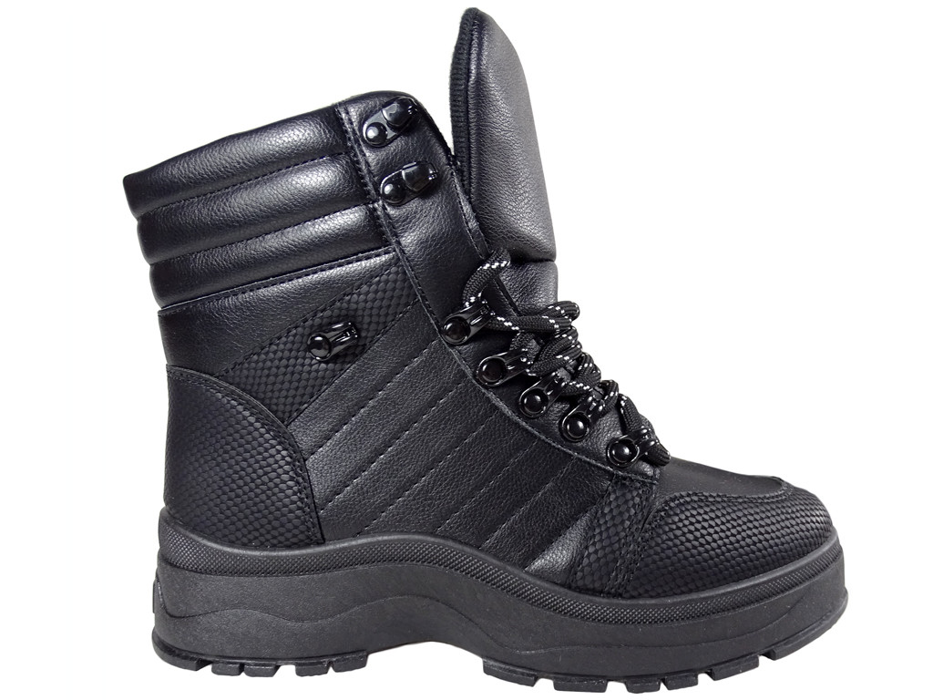 Black warmed winter women's boots eco leather - 1