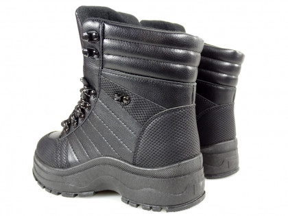 Čierne zateplené zimné topánky pre ženy v ekologickej koži - 2