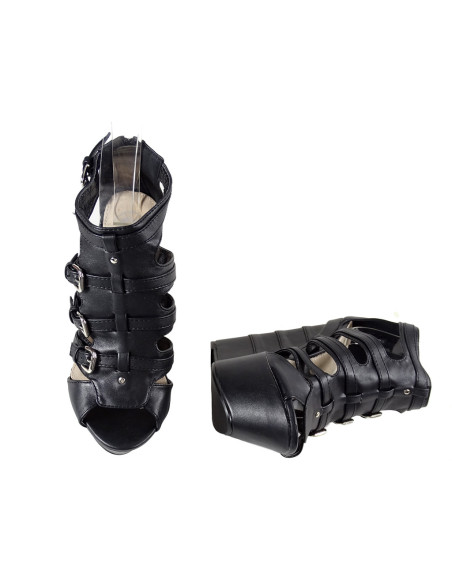 Black sandals on anchor belts eco leather - 3