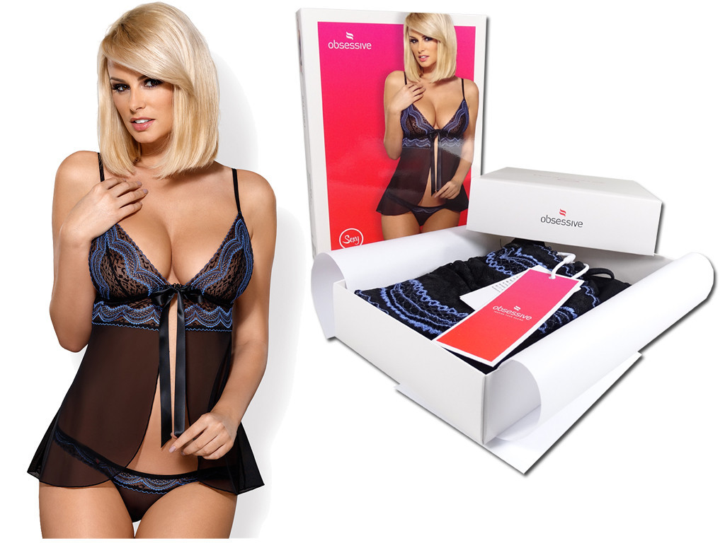 Czarna koszulka nocna babydoll Obsessive bielizna erotyczna