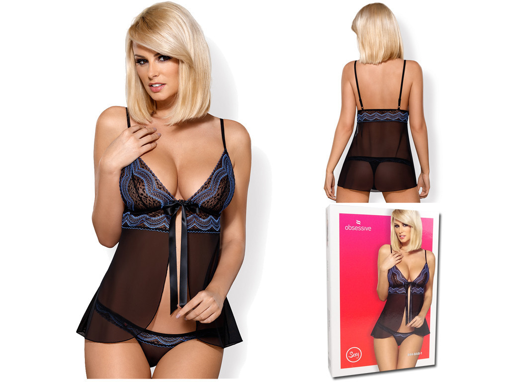Fekete obszesszív babydoll erotikus fehérneműben - 3
