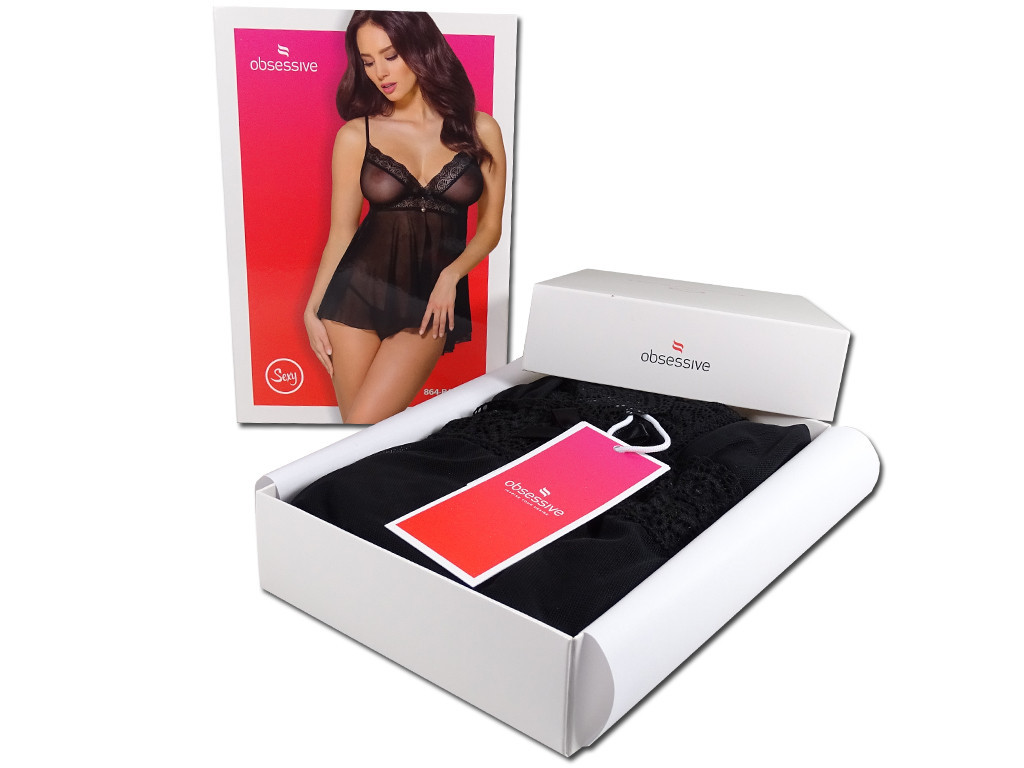 Czarna koszulka Obsessive bielizna erotyczna babydoll