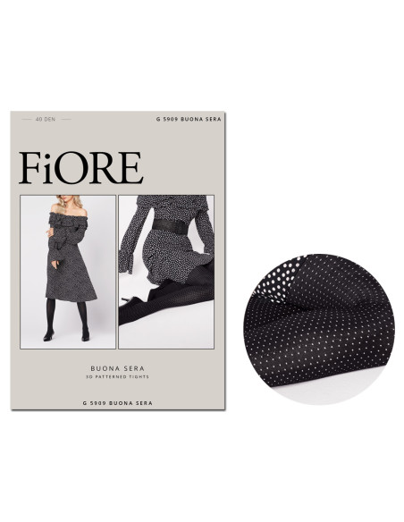 Black tights 40 den in white Fiore dots - 3
