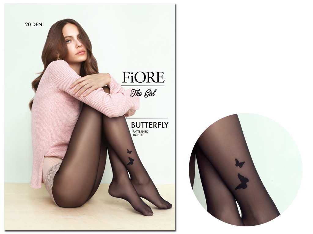 Glatte Damenstrumpfhose mit einem Schmetterling im Knöchel 20 Den - 3