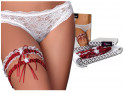 Red ladies' garter with double lace - 2