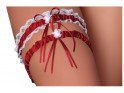 Red ladies' garter with double lace - 1
