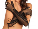 Black long cabaret tied gloves - 2