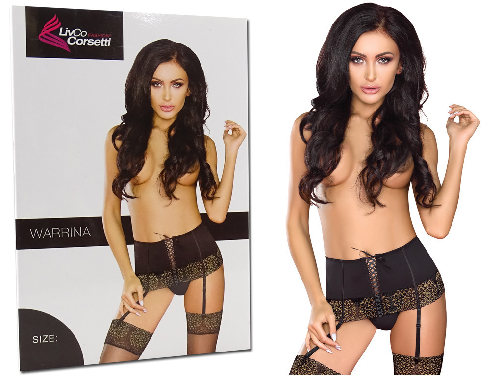 Fekete harisnyakötő öv és tanga Livia Corsettitől - 4