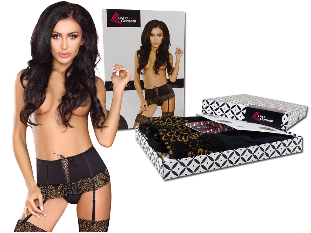 Fekete harisnyakötő öv és tanga Livia Corsettitől - 5