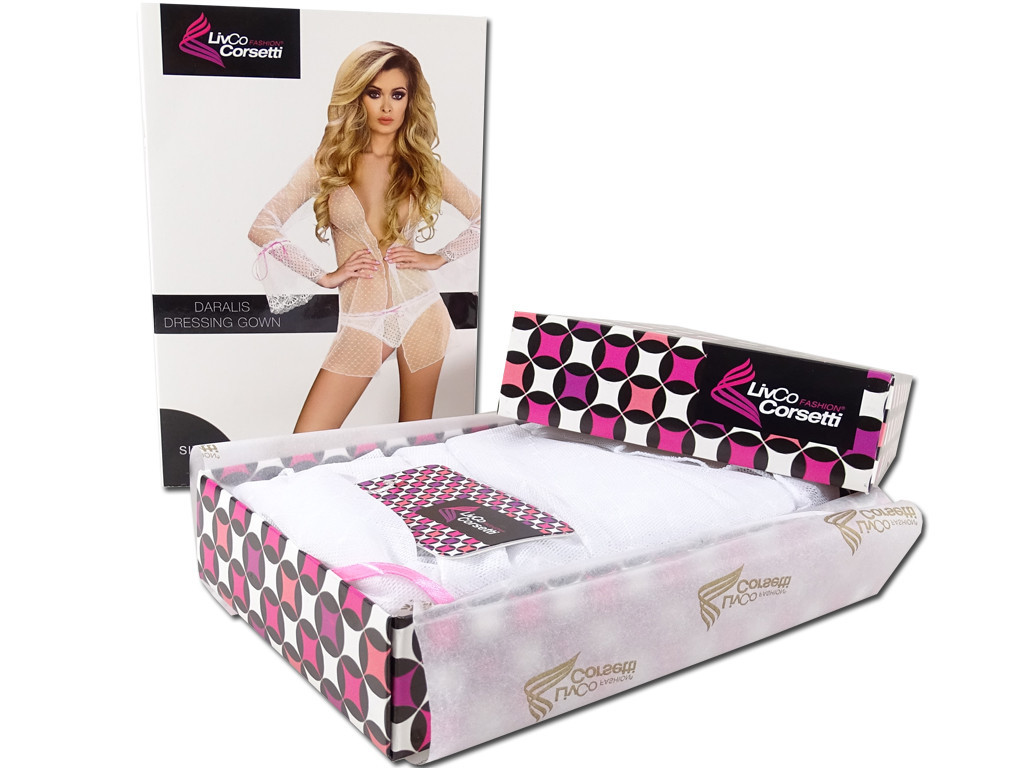 Halat scurt alb, peignoir, lenjerie erotică - 6