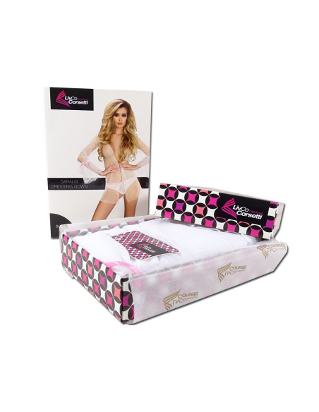 Halat scurt alb, peignoir, lenjerie erotică - 6