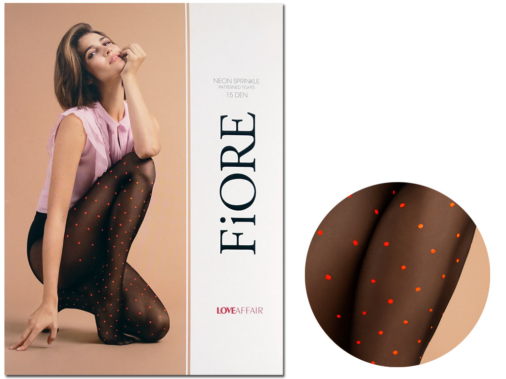 Collants pour femmes à pois orange 15 den Fiore - 3