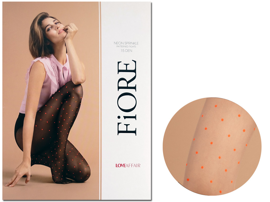 Women's pantyhose with orange dots 15 den Fiore - 4