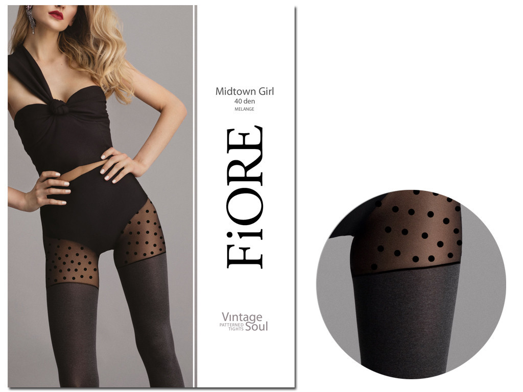 Patterned pantyhose with 30den dots melange - 3