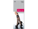 Black ladies' knee socks with a decorated cuff - 1
