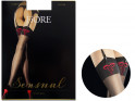 Red bow 20den Fiore striped stockings - 3