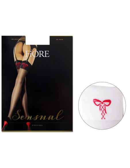 Pančuchy 20den Fiore s červenou mašľou - 4