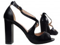 Čierne sandále na stĺpiku dámskych topánok z ekologickej kože - 3