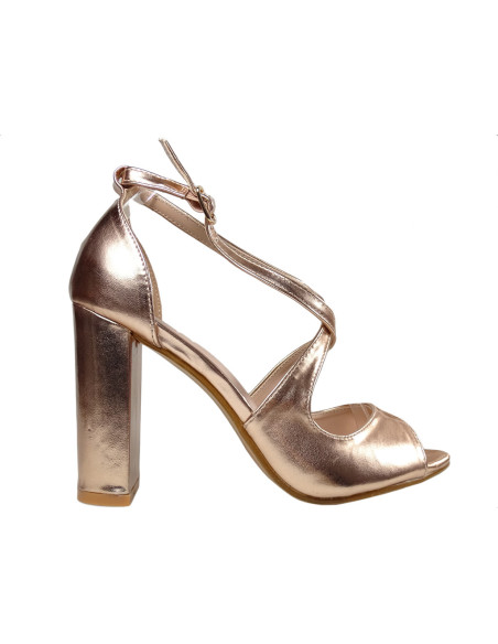 Goldsandalen auf den Post Eco Leder Damenschuhen - 1