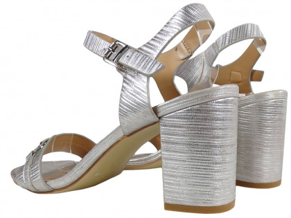 Sandale argintii pentru femei pe pantofii post mat - 2